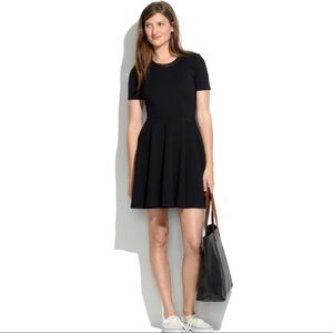 Madewell black leather trim dress